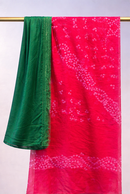 Georgette bandhej saree with Unstitched blouse 2