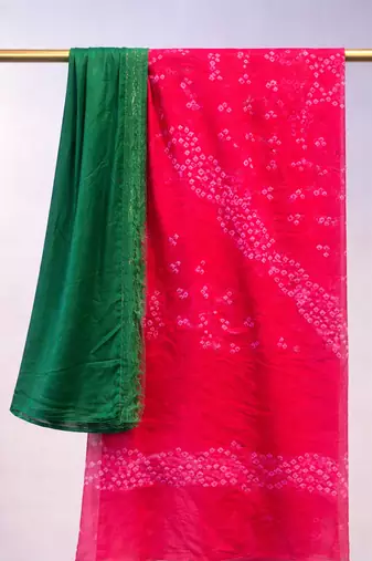 Georgette bandhej saree with Unstitched blouse
