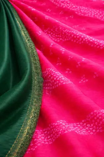 Georgette bandhej saree with Unstitched blouse