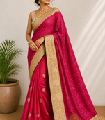 Pink fancy saree without blouse