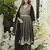 Black embroidered chinon free size stitched palazzo style salwar suit