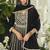 Black embroidered chinon free size stitched palazzo style salwar suit