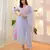 Women's lavender silk sequin embroidered kurta pant set with organza dupatta