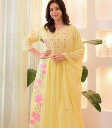 Women's pink silk sequin embroidered kurta pant set with organza dupatta