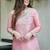 Elegant pink silk sequin embroidery v-neck co-ord set