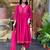 Pink chanderi silk sequin v-neck kurta set with embroidered chanderi dupatta