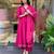 Pink chanderi silk sequin v-neck kurta set with embroidered chanderi dupatta