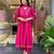 Pink chanderi silk sequin v-neck kurta set with embroidered chanderi dupatta