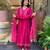 Pink chanderi silk sequin v-neck kurta set with embroidered chanderi dupatta