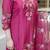 Dark pink chanderi silk sequin v-neck kurta set with organza dupatta