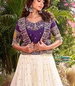 Purple Color embroidery Thared Work Vichitra Silk Lahenga Choli Set