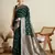 Green woven embellished self design satin silk blend banarasi saree with blouse