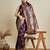 Wine woven embellished self design satin silk blend banarasi saree with blouse
