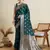 Dark green woven embellished self design satin silk blend banarasi saree with blouse