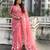 Peach thread embroidery floral work  organza    party wear elegant style  designer saree  with blouse piece