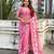 Pink thread embroidery floral work  organza    party wear elegant style  designer saree  with blouse piece