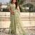 Light olive thread embroidery floral work  organza    party wear elegant style  designer saree  with blouse piece