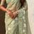 Light olive thread embroidery floral work  organza    party wear elegant style  designer saree  with blouse piece