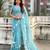 Light blue thread embroidery floral work  organza    party wear elegant style  designer saree  with blouse piece