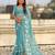 Light blue thread embroidery floral work  organza    party wear elegant style  designer saree  with blouse piece