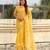 Yellow thread embroidery floral work  organza    party wear elegant style  designer saree  with blouse piece