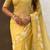 Yellow thread embroidery floral work  organza    party wear elegant style  designer saree  with blouse piece
