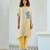 Yellow printed linen kurta set