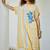 Yellow printed linen kurta set