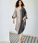 Charcoal printed linen dress