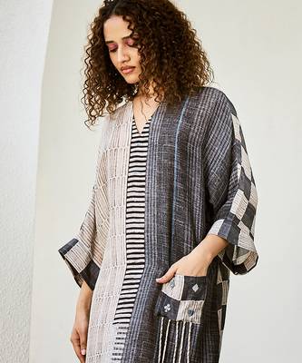 Charcoal printed linen dress 2