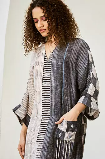 Charcoal printed linen dress