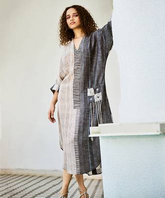 Charcoal printed linen dress 3