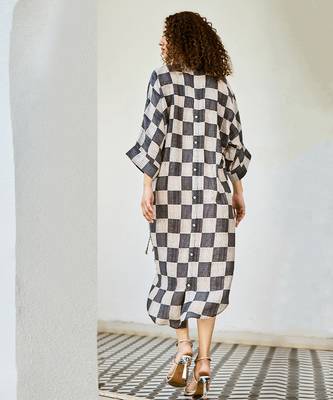 Charcoal printed linen dress 4