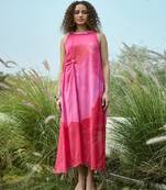 Pink printed chiffon dress