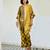Mustard yellow printed linen kurta set