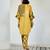 Mustard yellow printed linen kurta set