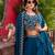 Peacock Blue Color Embroidery moti Bids And Sequence  Work Silk Lahenga Choli Set