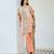 Peach printed linen kurta set