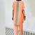 Peach printed linen kurta set