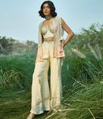 Cream embroidered tissue co ord set