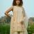Cream embroidered net sharara set