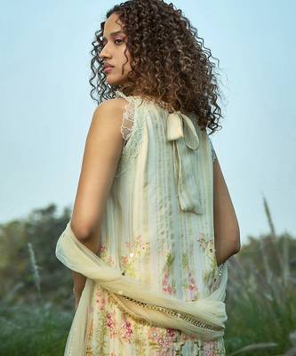 Cream embroidered net sharara set 3