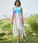 Multicolor printed chiffon dress