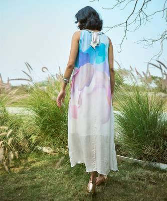 Multicolor printed chiffon dress 2