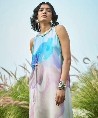 Multicolor printed chiffon dress 3