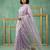 Lavender thread embroidery floral border work organza   elegant party wear style designer saree with blouse piece