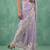Lavender thread embroidery floral border work organza   elegant party wear style designer saree with blouse piece
