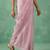 Pink thread embroidery floral border work organza   elegant party wear style designer saree with blouse piece