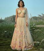 Off White Embroidered Tissue Lehenga Set