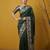 Dark green digital print floral work silk blend   traditional elegant style printed saree with blouse piece